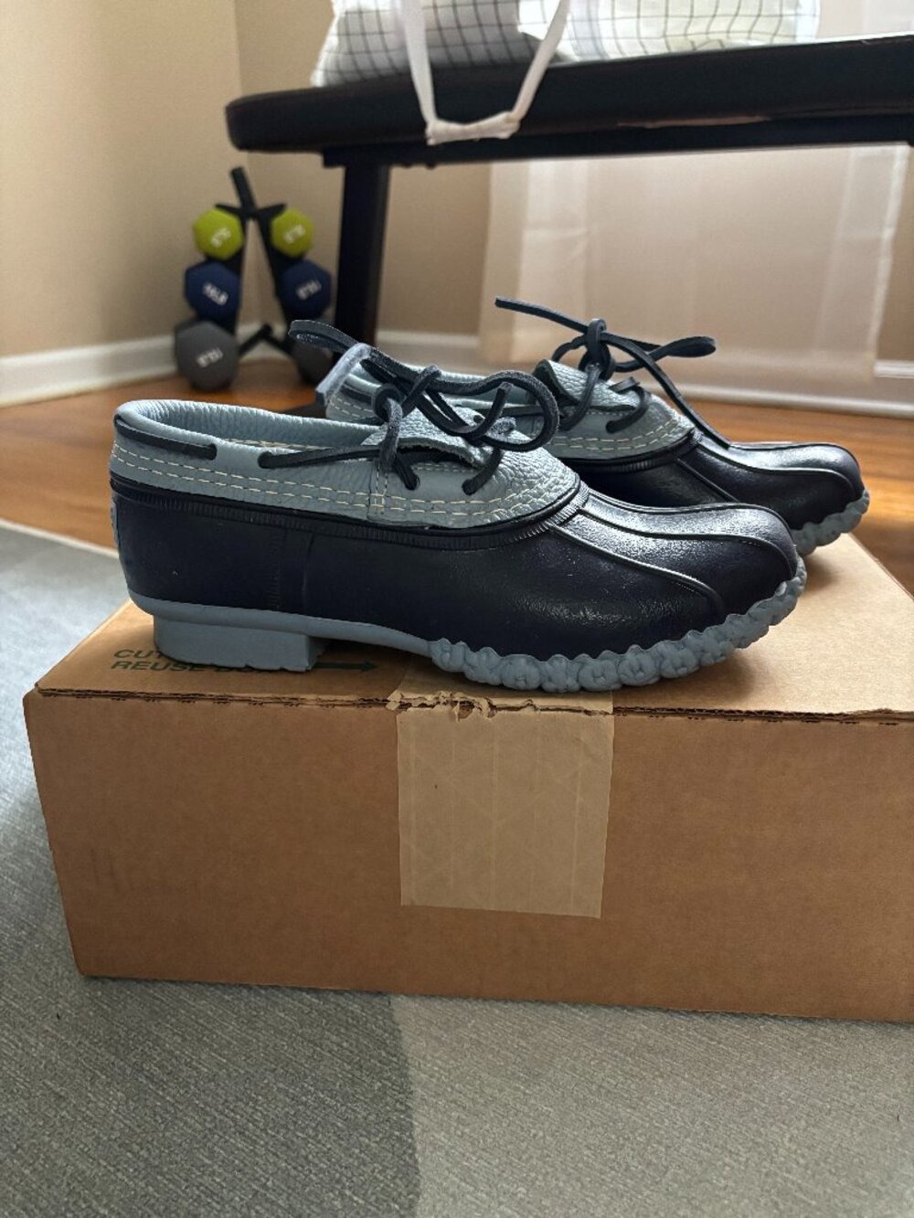 L.L. Bean Women's Two-Tone Black and Light Gray Duck Shoes